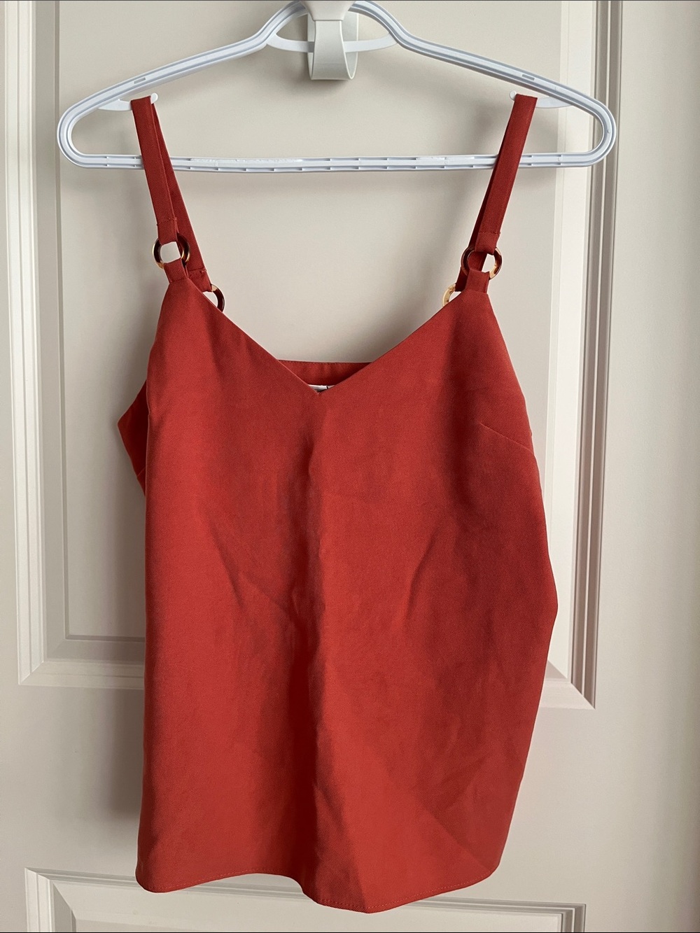Topshop Rust Orange V-Neck Ring-Detail Cami